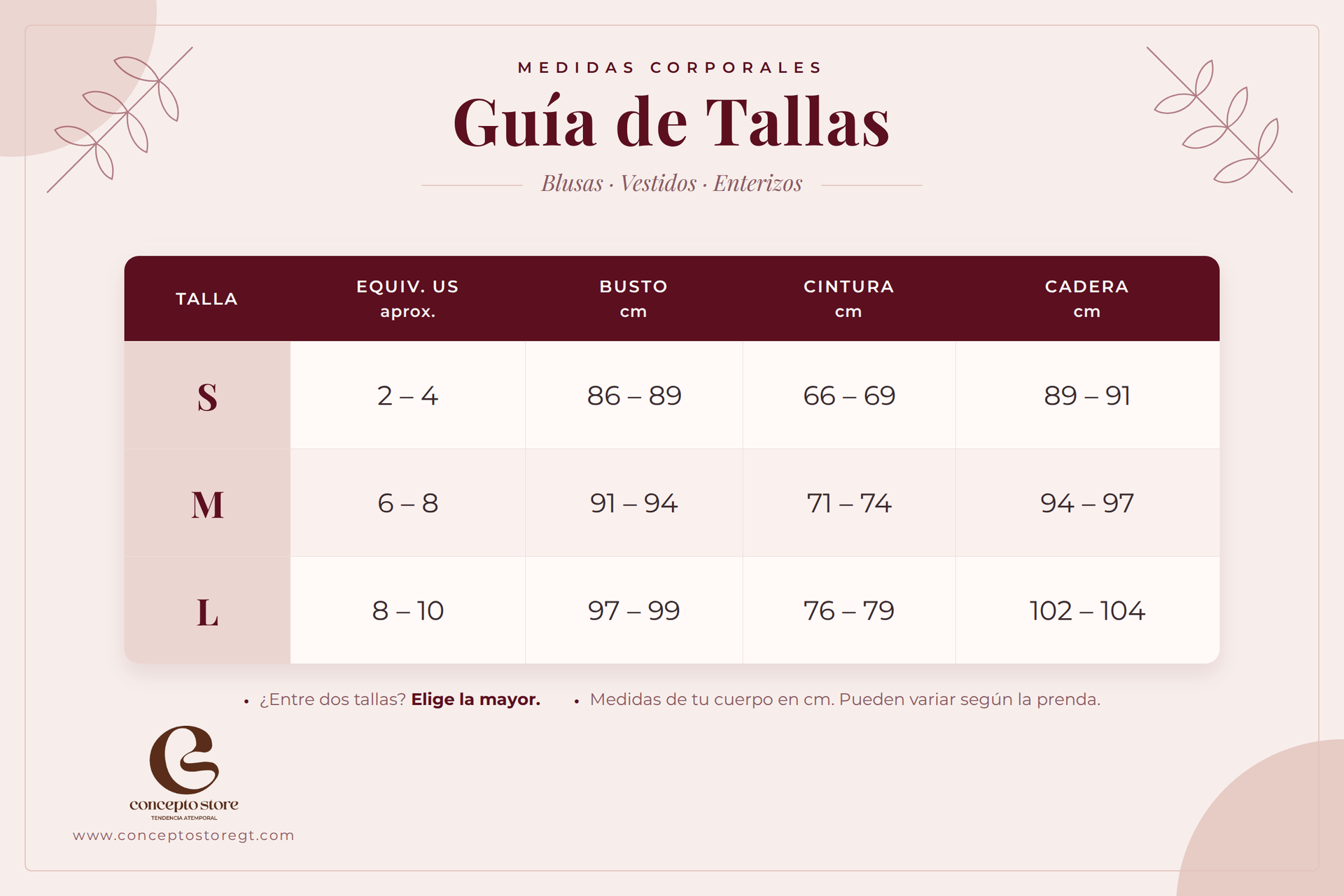 Guía de tallas Naked Zebra